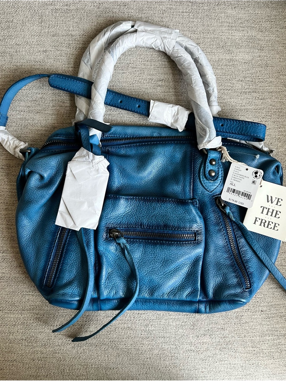 Free People We The Free Baby Emerson Tote in Santorini Blue - Picture 1 of 8